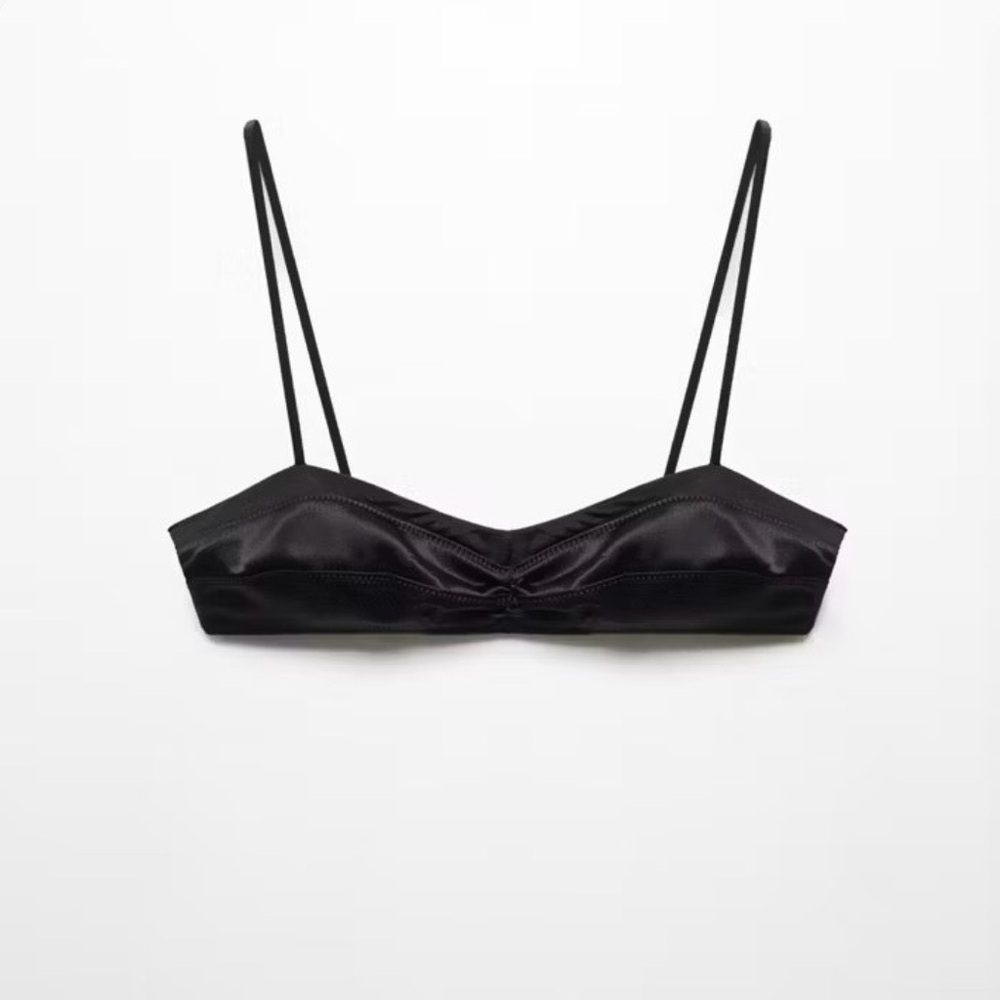 Victoria Beckham x Mango Satin Bralette Top – Black Large